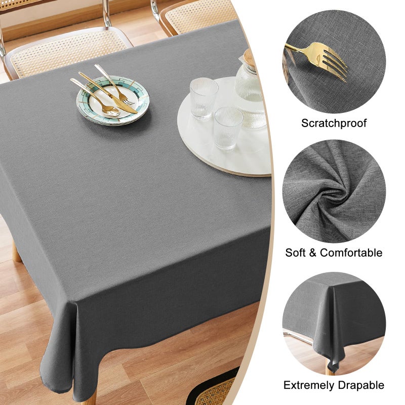 Ausspvoct tablecloth مستطيل 60 × 84 مقاوم للماء مقاومة للانسكاب مقاوم القماش القماش تجاعيد طاولة الطعام خالية - Image 3