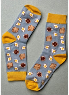 The Socks Hype 3 Pairs Unisex Healthy Breakfast Socks for Men Women - Comfortable Cotton Blend | Suitable for 35-42 Sizes | Fun Breakfast Essentials Design  - Image 1
