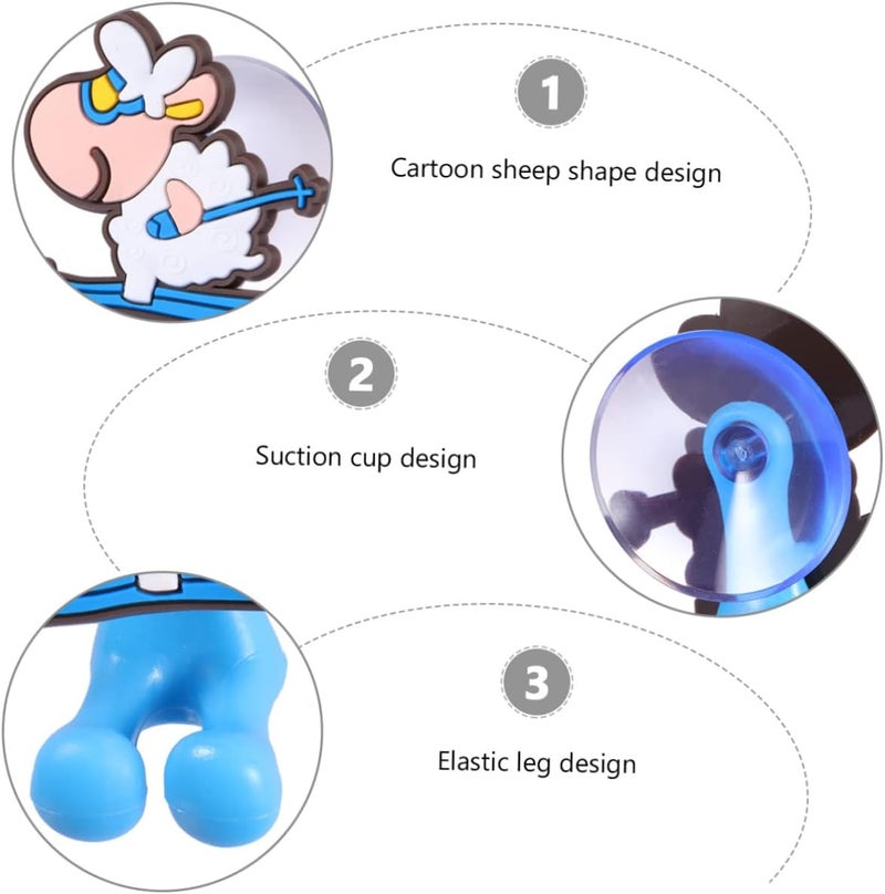 klarako 3pcs Stand Mount Organizer Home Hanging Sheep Brush Kids Cup Suction With for Rack Shape Hook Animal Holder Bathroom Free Creative Storage Punch Blue Wall Cartoon Toothbrush - Image 5
