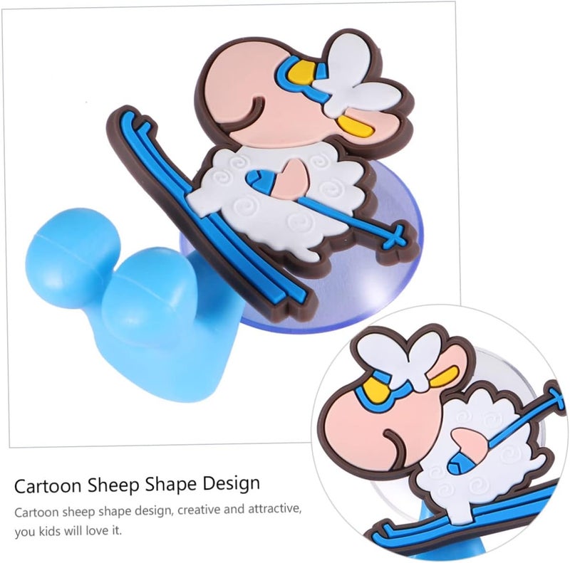 klarako 3pcs Stand Mount Organizer Home Hanging Sheep Brush Kids Cup Suction With for Rack Shape Hook Animal Holder Bathroom Free Creative Storage Punch Blue Wall Cartoon Toothbrush - Image 4