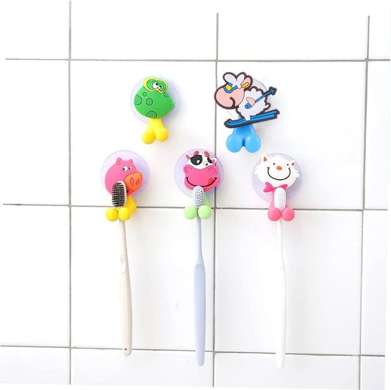 klarako 3pcs Stand Mount Organizer Home Hanging Sheep Brush Kids Cup Suction With for Rack Shape Hook Animal Holder Bathroom Free Creative Storage Punch Blue Wall Cartoon Toothbrush - Image 3
