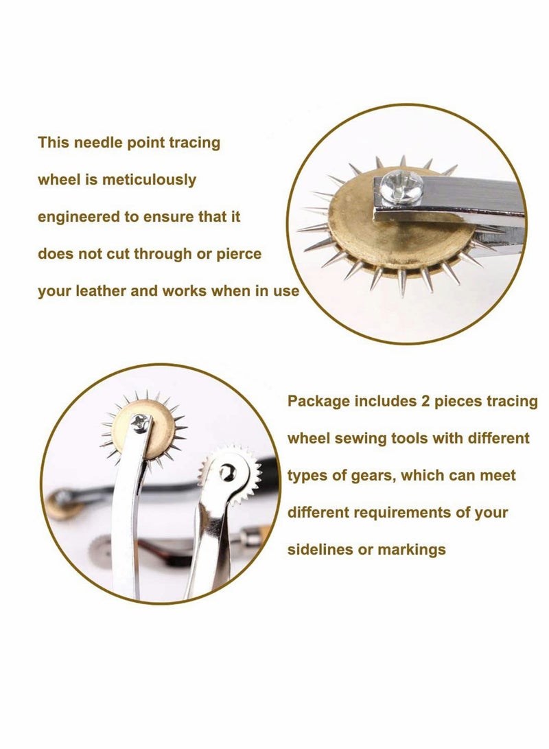 Excefore 2 Pcs Leather Needle Point Tracing Wheel with Wooden Handle Cloth Sewing Overstitch Wheel Tool for Leather Crafts 4mm and 2mm - Image 3