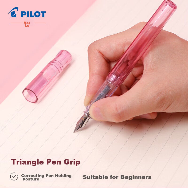 JD Jing Zao PILOT Kakuno Smiley Family Series Fountain Pen for Primary School Students Grades 3-6 with Replaceable Ink Cartridges, Calligraphy Practice Fountain Pen for Children, Mom's Edition M Nib Transparent Red - Image 3