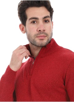 Andora Zipper Closure Pullover_Dark Red  - Image 4