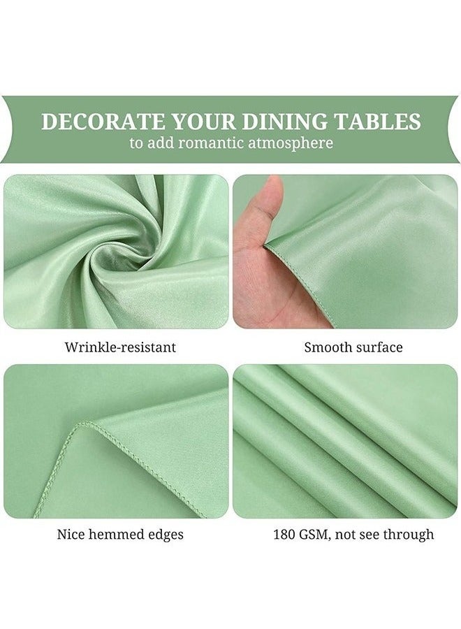 MIXDE 10 Pcs Satin Napkins, Square Table Napkins, 17x17" Soft Dinner Napkins Elegant Silk Napkins for Dinner Wedding Parties, Soft Smooth Fabric Washable Napkins for Parties, Weddings and Dinners-Sage Green - Image 3