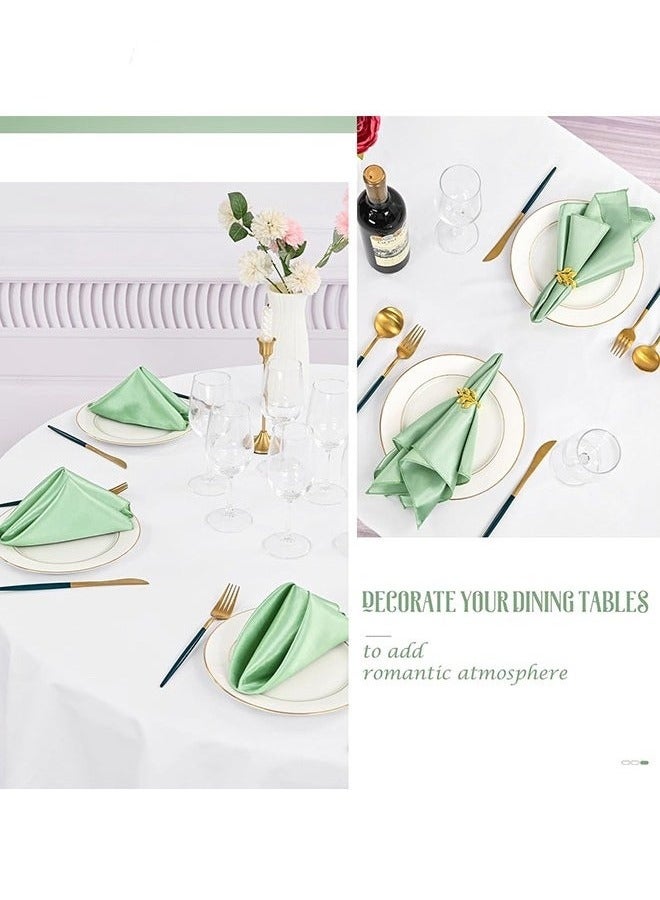 MIXDE 10 Pcs Satin Napkins, Square Table Napkins, 17x17" Soft Dinner Napkins Elegant Silk Napkins for Dinner Wedding Parties, Soft Smooth Fabric Washable Napkins for Parties, Weddings and Dinners-Sage Green - Image 4