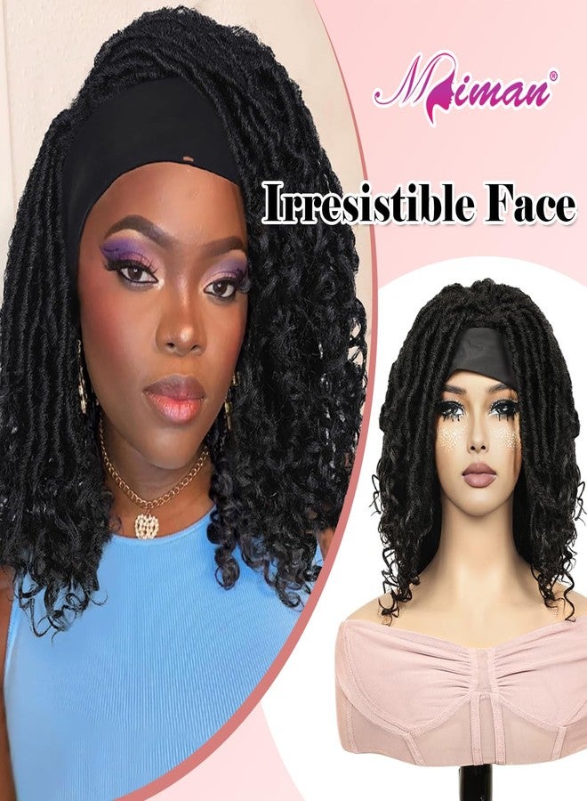 ميمان شعر مستعار قصير مجعد من MIMAN بطول 14 بوصة مع طوق رأس للنساء ذوات البشرة السمراء، شعر مستعار صناعي بطول الكتف، شعر مستعار مضفر، شعر مستعار أسود قصير بيكسي بوب مع أطراف مجعدة - Image 5