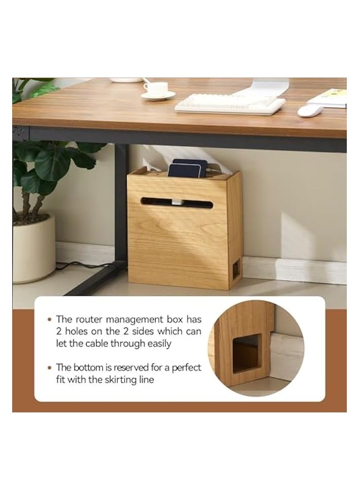 بروماس صندوق تخزين جهاز التوجيه اللاسلكي من بروماس، متعدد الطبقات، منظم جهاز التوجيه، صندوق خشبي لإدارة كابلات الطاقة وتنظيم صندوق الرف للمكتب والمنزل، طبيعي (LYQ-NA) - Image 2
