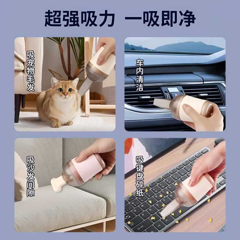 Desk Vacuum - Ergonomic Small Vacuum Cleaner for Precise Cleaning of Office Surfaces, Electronics, and Crevices, Featuring Powerful Turbo Suction, 360-Degree Operation, and Ample Storage in Stylish Pi - Image 2
