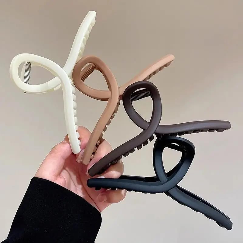 PACTIV Simple Solid Color Headwear Large Size Girls Make Up Washing Face Frosted Crab Clips Cross Hair Claws Hair Accessories Hair Clips (Multi-color) - Image 1
