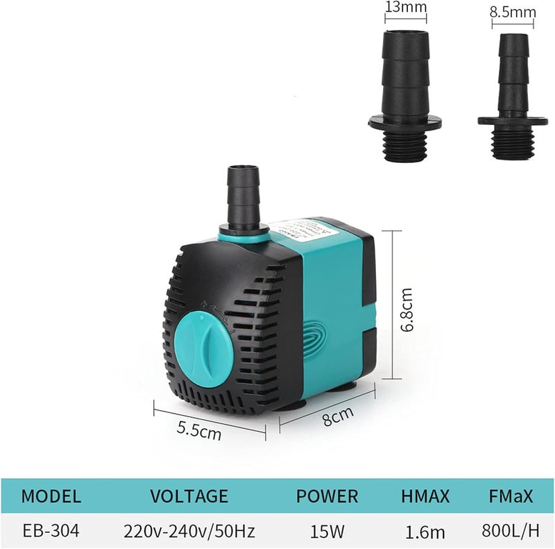 N.C 15W 800L/H Submersible Water Pump Mini Fountain Pump for Aquarium Fish Tank Pond Water Gardens Hydroponic Systems with Nozzle AC220-240V,Water Pump Superior Product - Image 5