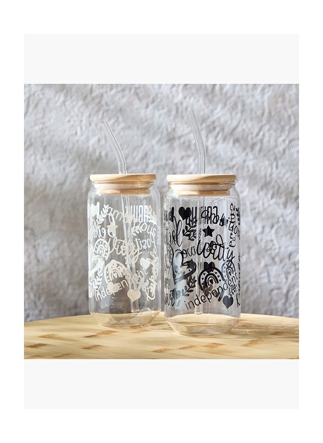 Home Box Zen Borosilicate 4-Piece Kind Mason Jar with Straw Set -  - Image 1