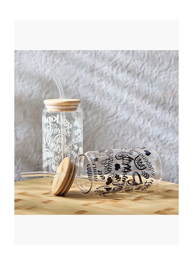 Home Box Zen Borosilicate 4-Piece Kind Mason Jar with Straw Set -  - Image 5
