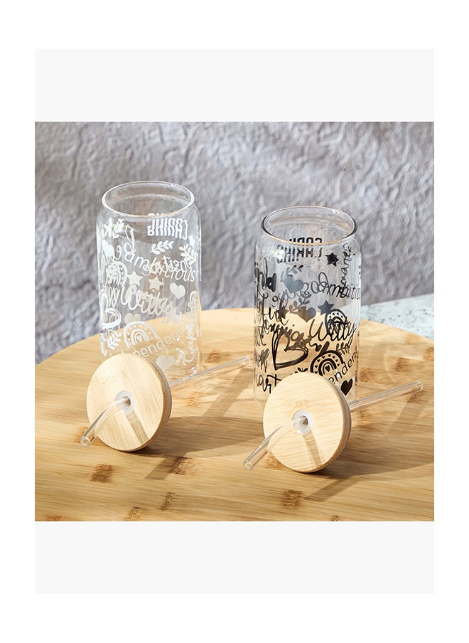Home Box Zen Borosilicate 4-Piece Kind Mason Jar with Straw Set -  - Image 2