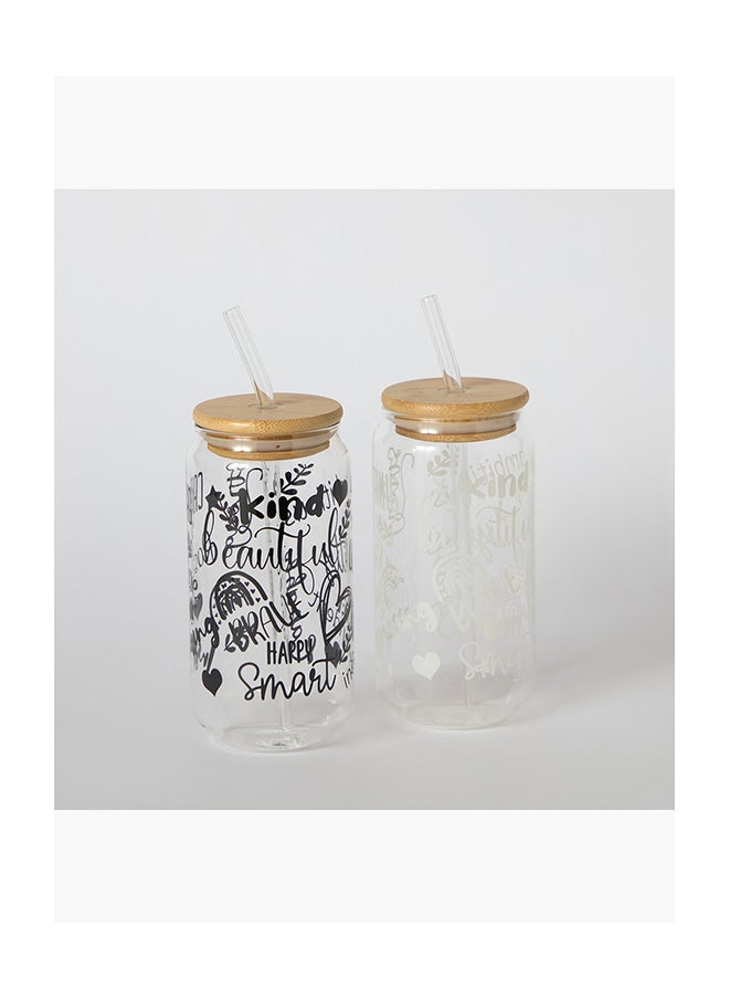 Home Box - Zen Borosilicate 4-Piece Kind Mason Jar with Straw Set - - Image 1