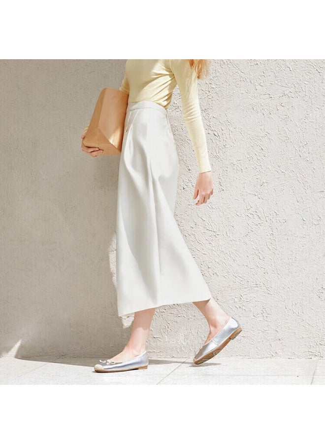 Bata Women'S Low-Heeled Single Shoes For Commuting With Sheepskin Butterfly Knot Soft Sole Shoes Aru10Aq4 Silver Size 36