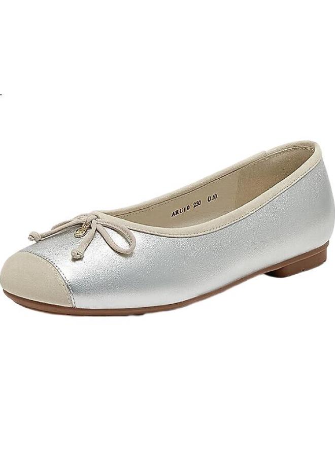 Bata Women'S Low-Heeled Single Shoes For Commuting With Sheepskin Butterfly Knot Soft Sole Shoes Aru10Aq4 Silver Size 36