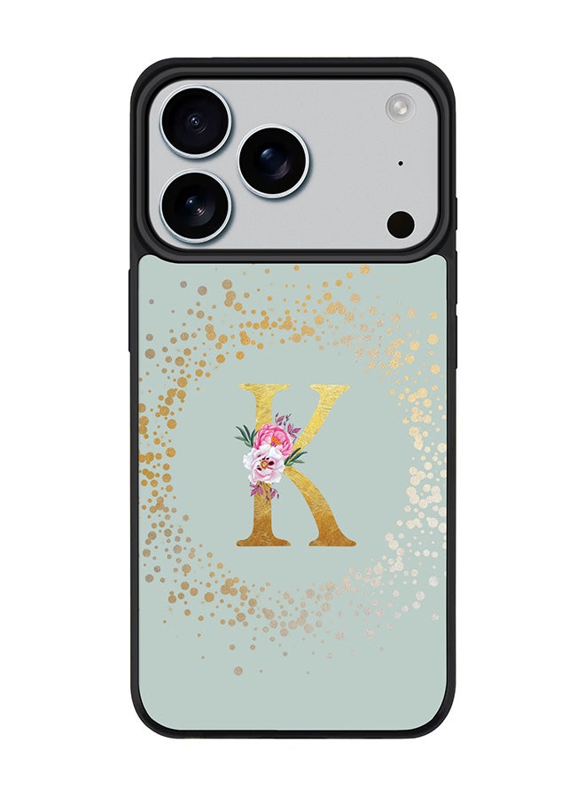 Stylizedd iPhone 17 Pro Case, [Compatible with MagSafe] Slim Magnetic cover Phone Case iPhone 17 Pro -Custom Monogram Floral - K  (Light Grey ) - Image 1