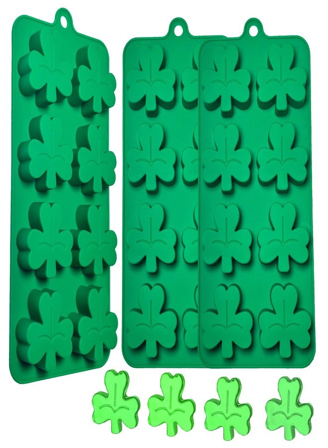 Apiocmy 3Pcs Shamrock Silicone Mold - Shamrock Candy Mold, Food-Grade Flexible Non-Stick Molds for Chocolate, Candies, Ice Cubes & DIY Crafts (Green） - Image 1