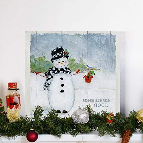 Renditions Gallery Good ol Days Snowman Wall Art, Cute Christmas & Winter Artwork, Festive Faux Wood Background, Premium Gallery Wrapped Canvas Decor, Ready to Hang, 24 in H x 24 in W, Made in America - Image 3