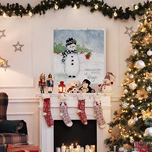 Renditions Gallery Good ol Days Snowman Wall Art, Cute Christmas & Winter Artwork, Festive Faux Wood Background, Premium Gallery Wrapped Canvas Decor, Ready to Hang, 24 in H x 24 in W, Made in America - Image 5