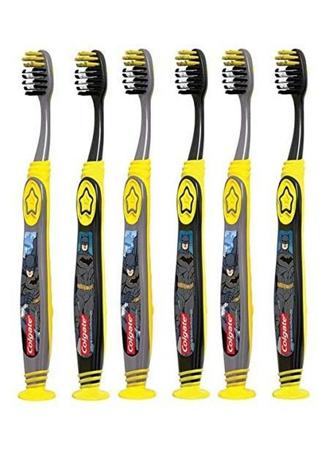 كولجيت فرشاة أسنان كولجيت باتمان للأطفال مع كوب شفط، للأطفال من سن 5 سنوات فما فوق، ناعمة للغاية، عبوة من 6 قطع - Image 1