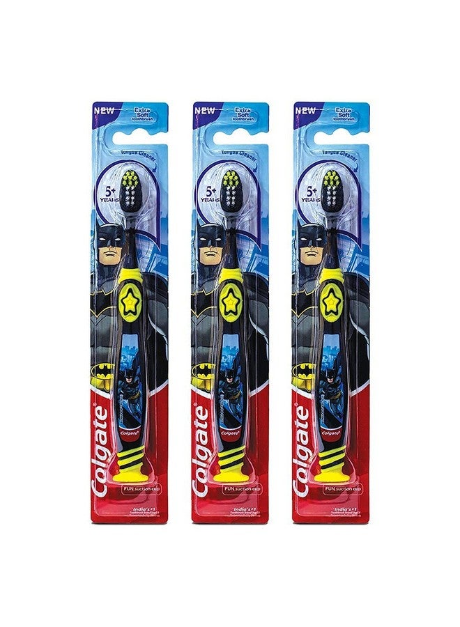 كولجيت فرشاة أسنان كولجيت باتمان للأطفال مع كوب شفط، للأطفال من سن 5 سنوات فما فوق، ناعمة للغاية، عبوة من 6 قطع - Image 3