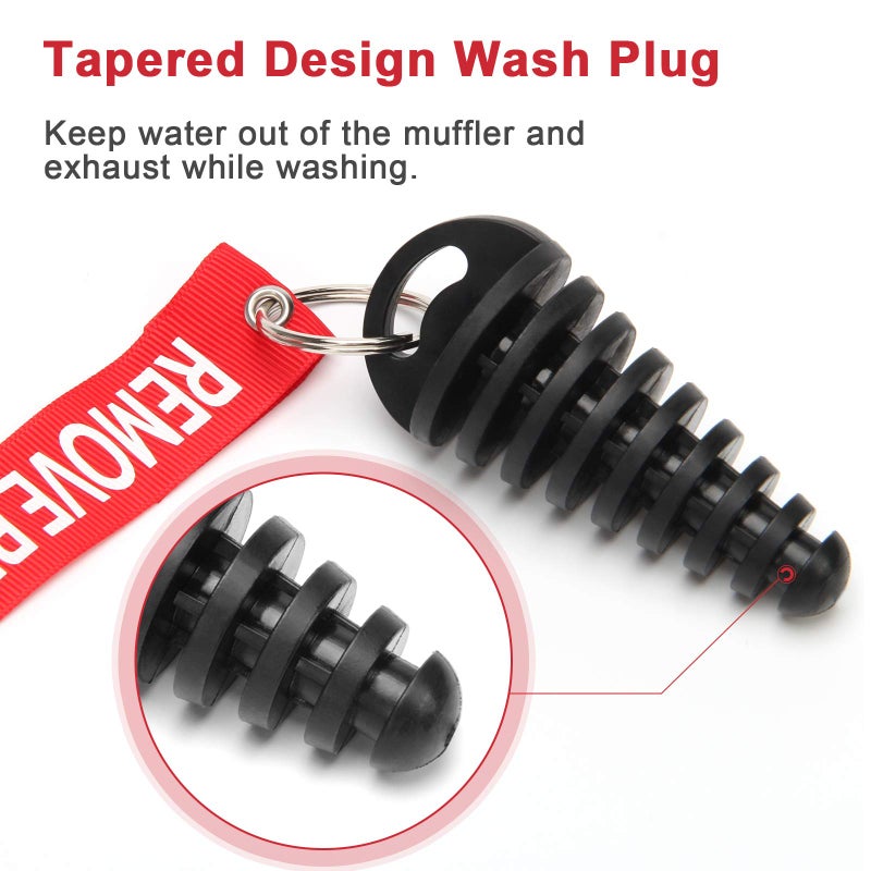 Coitak Muffler Exhaust Wash Plug, Coitak 0.6"-1.5" Wash Plug for Motorcycle Bike 2 Stroke Rubber Exhaust Silencer (2 Pack) (0.6"-1.5") - Image 4