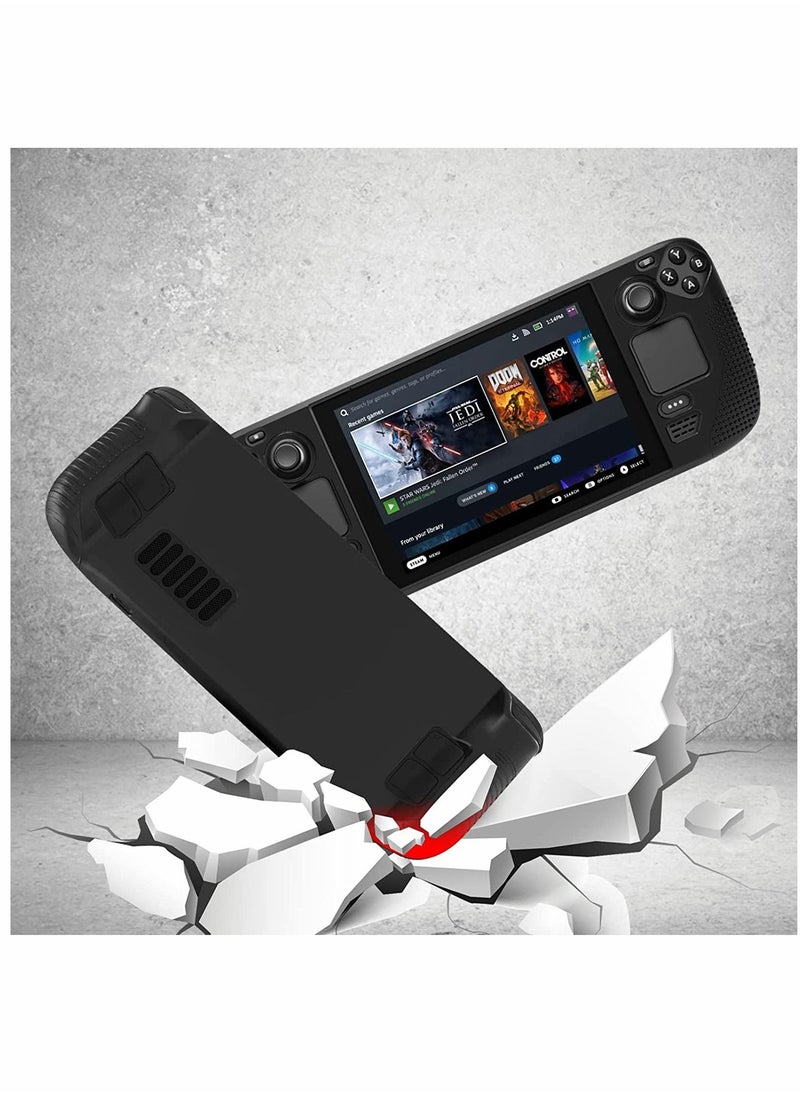 SYOSI - Protective Case Compatible, for Valve Steam Deck, Full Protection Silicone Cover, with Anti-Slip Particles Shockproof Protector Grip Shell, for Steam Deck -Black - Image 1