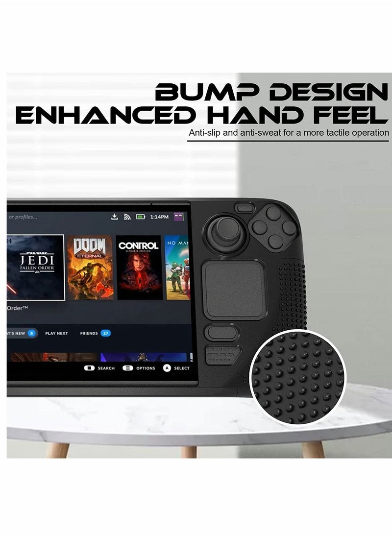 SYOSI - Protective Case Compatible, for Valve Steam Deck, Full Protection Silicone Cover, with Anti-Slip Particles Shockproof Protector Grip Shell, for Steam Deck -Black - Image 1