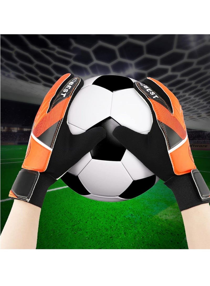 Generic Adjustable Goalkeeper Protective Equipment Gloves Adult Youth Goalkeeper Gloves Latex Anti-Collision Finger Protector Goalkeeper Gloves Hand Guard (Orange 7 Size, Suitable For Palm Length 17-18cm)  - Image 3