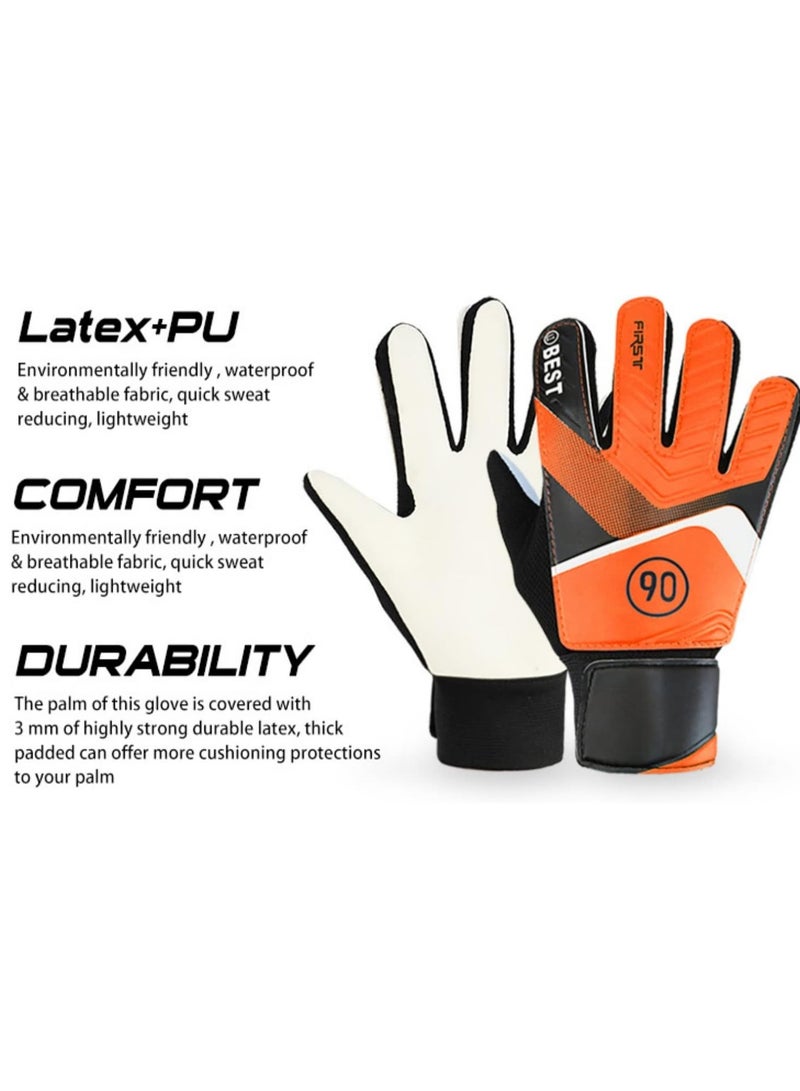 Generic Adjustable Goalkeeper Protective Equipment Gloves Adult Youth Goalkeeper Gloves Latex Anti-Collision Finger Protector Goalkeeper Gloves Hand Guard (Orange 7 Size, Suitable For Palm Length 17-18cm)  - Image 4