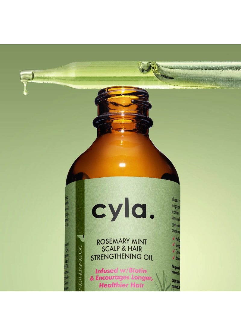 cyla Rosemary Mint Scalp and Hair Strengthening Oil Organic Natural Nourishing Treatment Essential Oil for Skin and Stimulate Hair Growth and Improve Blood Circulation and Strengthen Hair 59ML - Image 3