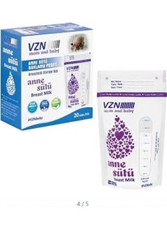 Vzn Milk Storage Bags 5 Packs of 20 (100 Bags)  - Image 1