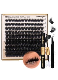 Focipeysa Eyelash Extension Kit Thick Lash Clusters Kit 10-18Mm Fluffy Clusters Lashes 180D Individual Eyelashes Kit With Lash Bond, Lash Remover, Lash Applicator Diy Lash Extension For Beginners (180D-D Curl)  - Image 1