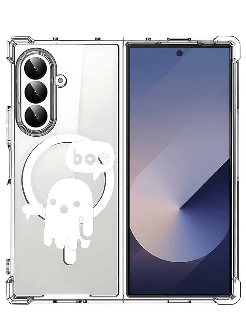 Theodor Magnetic Case for Samsung Galaxy Z Fold 7 Compatible with MagSafe Wireless Charging, Shockproof Phone Bumper Cover Boo - White - Image 1