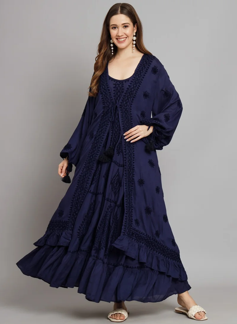 Alaya Hand Embroidered Chikankari Modal Kaftan-AL3605