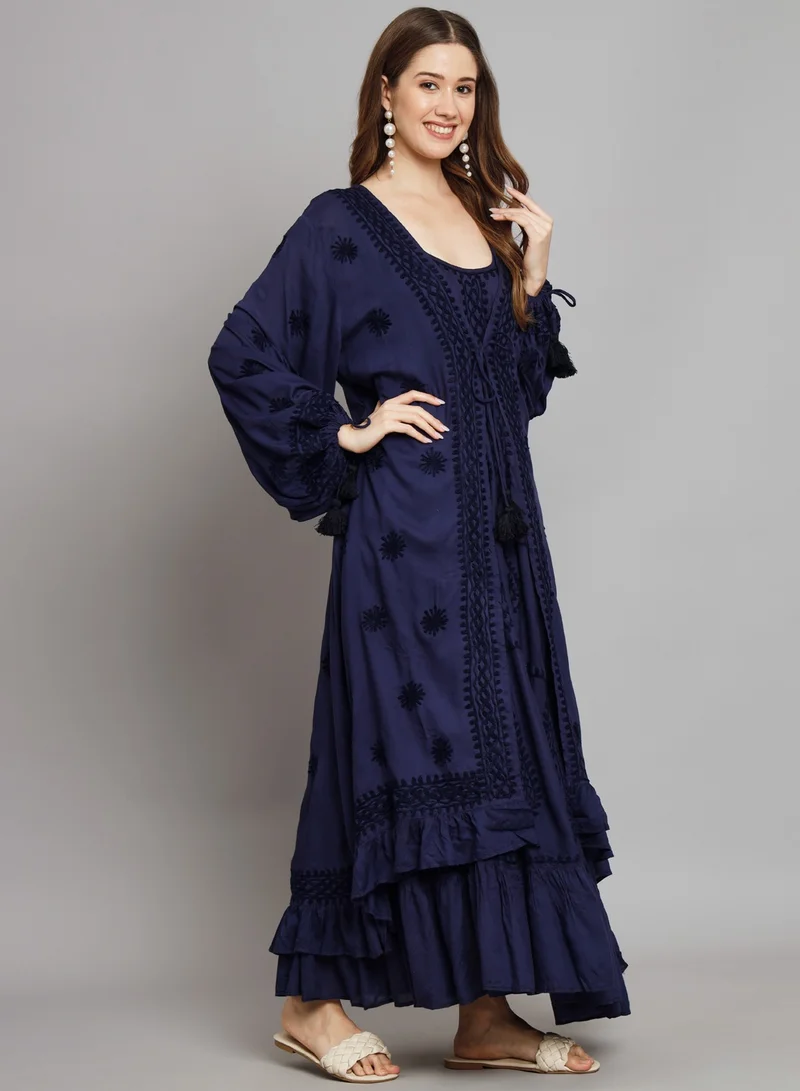Alaya Hand Embroidered Chikankari Modal Kaftan-AL3605