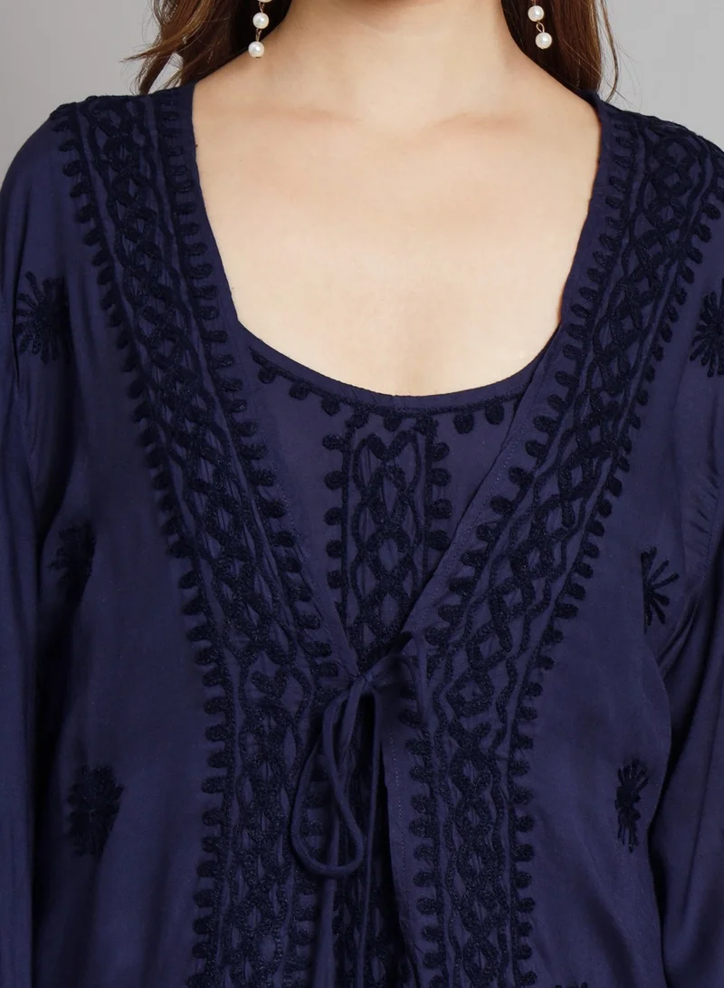Alaya Hand Embroidered Chikankari Modal Kaftan-AL3605