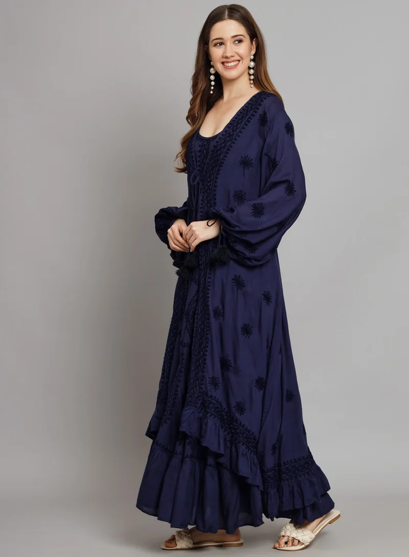 Alaya Hand Embroidered Chikankari Modal Kaftan-AL3605