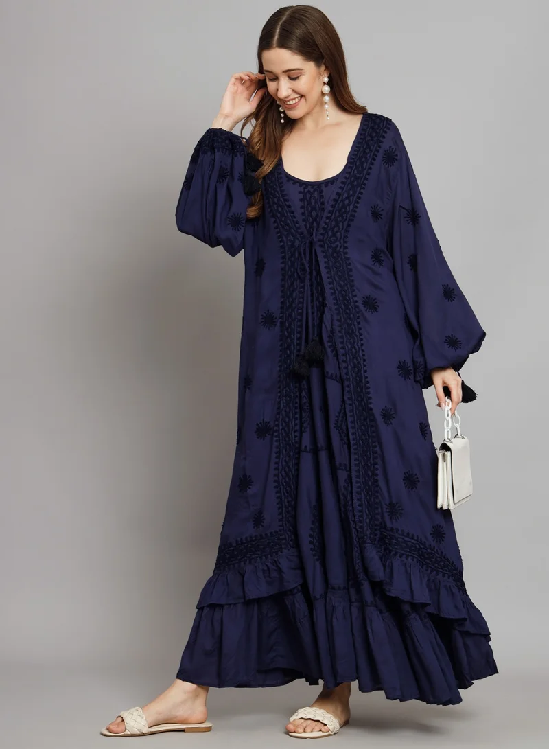 Alaya Hand Embroidered Chikankari Modal Kaftan-AL3605