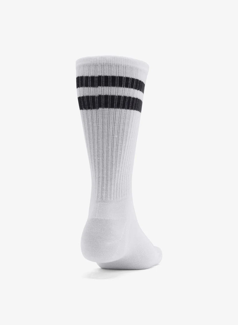 Under Armour White / White / Black 6 Pack Essential Crew Socks  | Best Price UAE