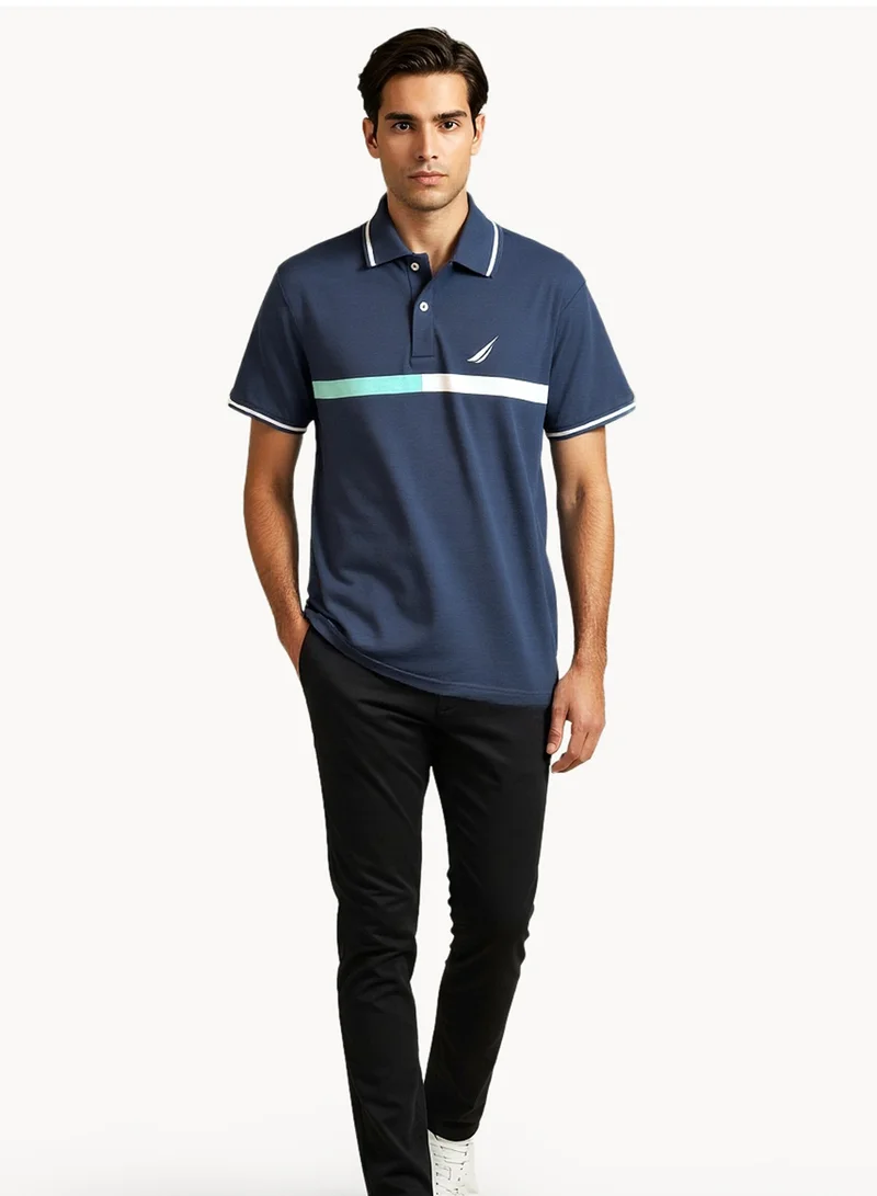 NAUTICA Contrast Striped Regular Fit Premium Cotton Logo Polo Shirt