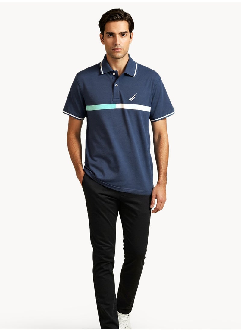 NAUTICA Contrast Striped Regular Fit Premium Cotton Logo Polo Shirt  - Image 3