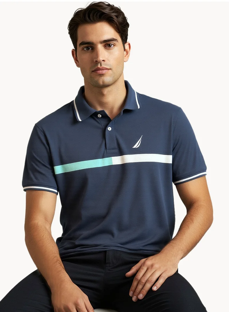 NAUTICA Contrast Striped Regular Fit Premium Cotton Logo Polo Shirt