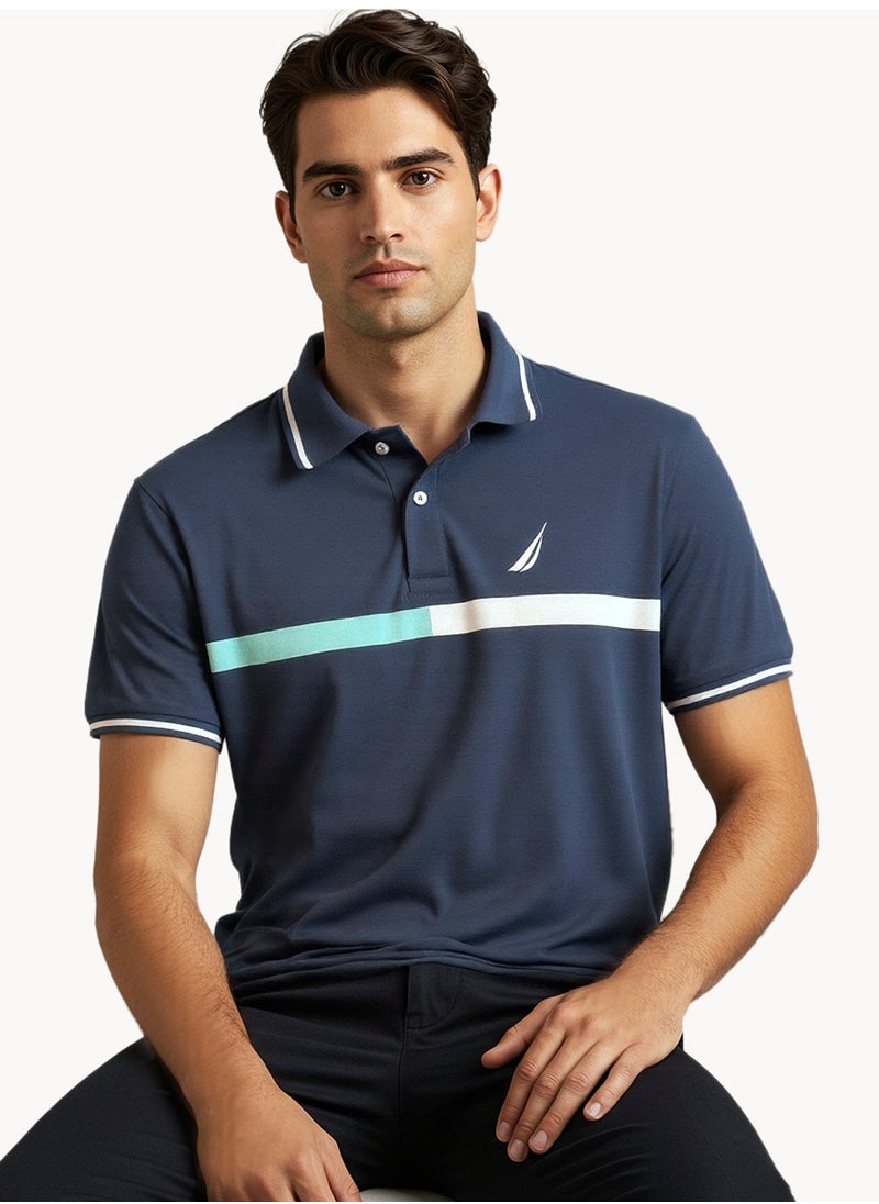 NAUTICA Contrast Striped Regular Fit Premium Cotton Logo Polo Shirt  - Image 4
