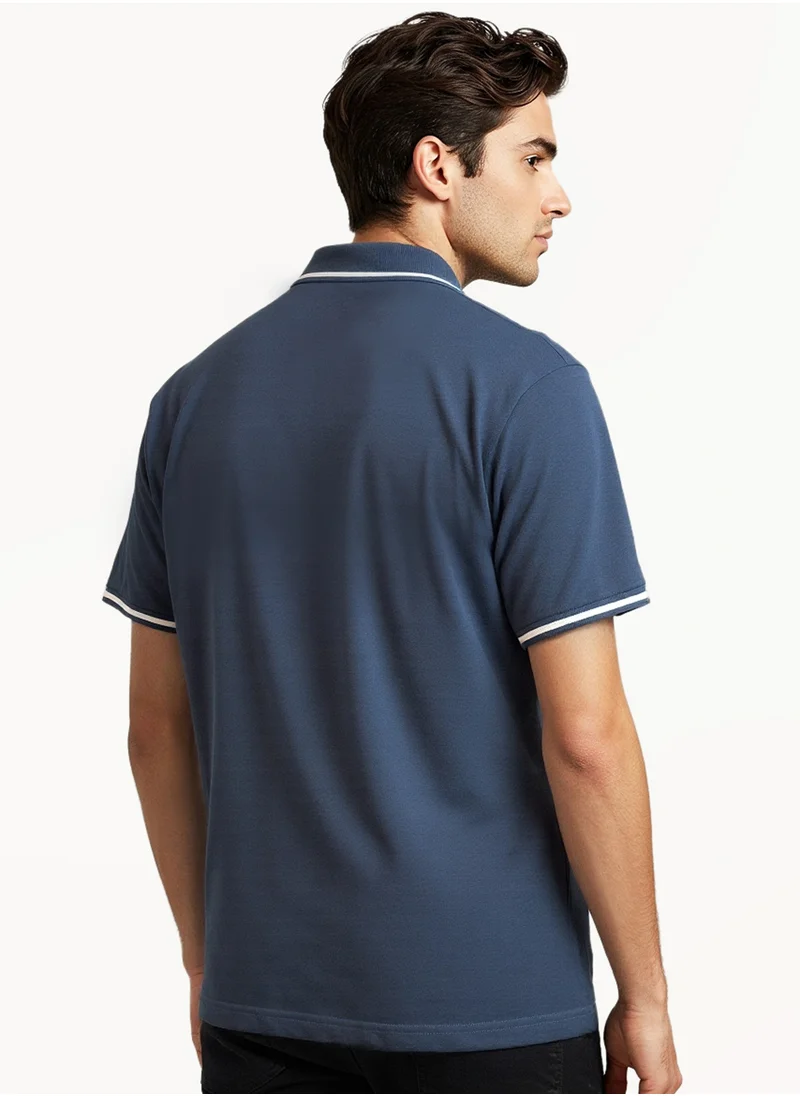 نوتيكا Contrast Striped Regular Fit Premium Cotton Logo Polo Shirt