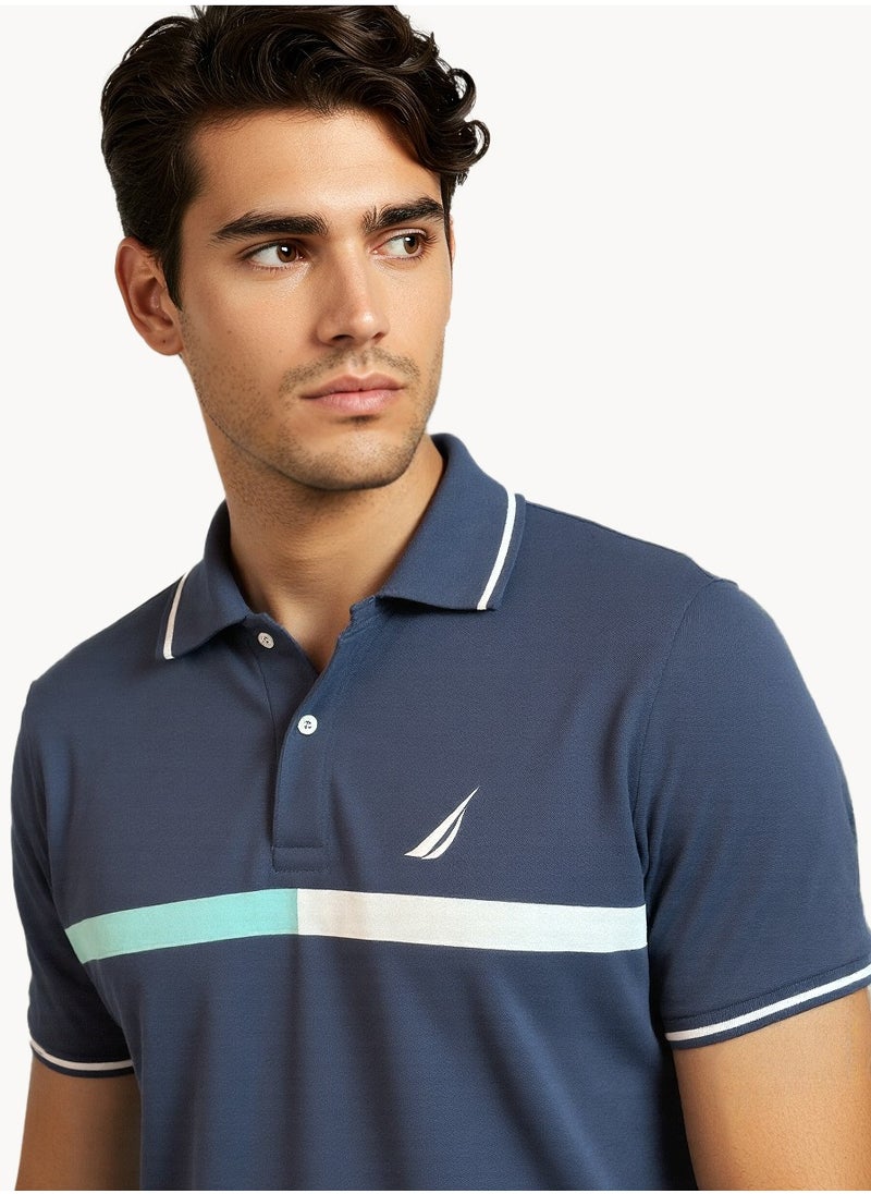 NAUTICA Contrast Striped Regular Fit Premium Cotton Logo Polo Shirt  - Image 5