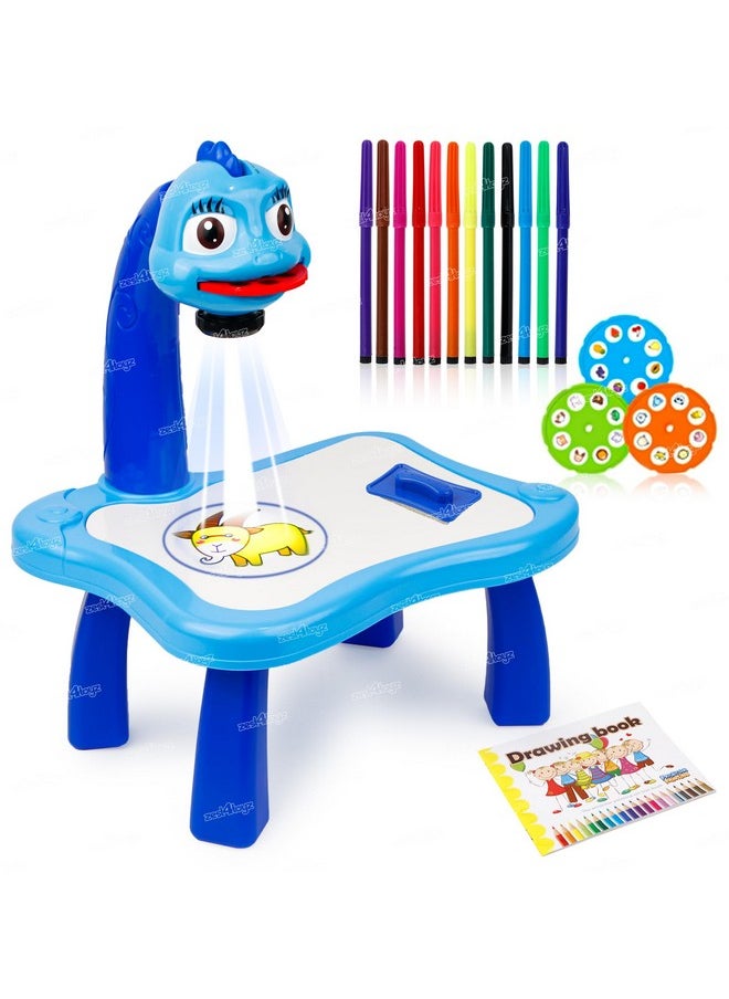 زيست فور تويز طاولة مكتب رسم Zest 4 Toyz مزودة بثلاثة أنماط - 12 قلم مائي ملون مع مصباح طاولة لتحسين الإبداع والتعليم للأطفال (أزرق وأبيض) عبوة من قطعة واحدة  - Image 1
