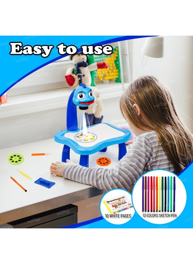 زيست فور تويز طاولة مكتب رسم Zest 4 Toyz مزودة بثلاثة أنماط - 12 قلم مائي ملون مع مصباح طاولة لتحسين الإبداع والتعليم للأطفال (أزرق وأبيض) عبوة من قطعة واحدة  - Image 2